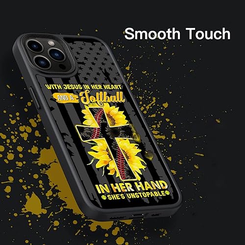 Miniatura 3 de Jesús en el corazón girasol softbol cristiano cruz EE.UU. bandera teléfono cubierta para iPhone 16 15 14 13 12 11 Pro Max | Galaxy S25 S24 S23 S22