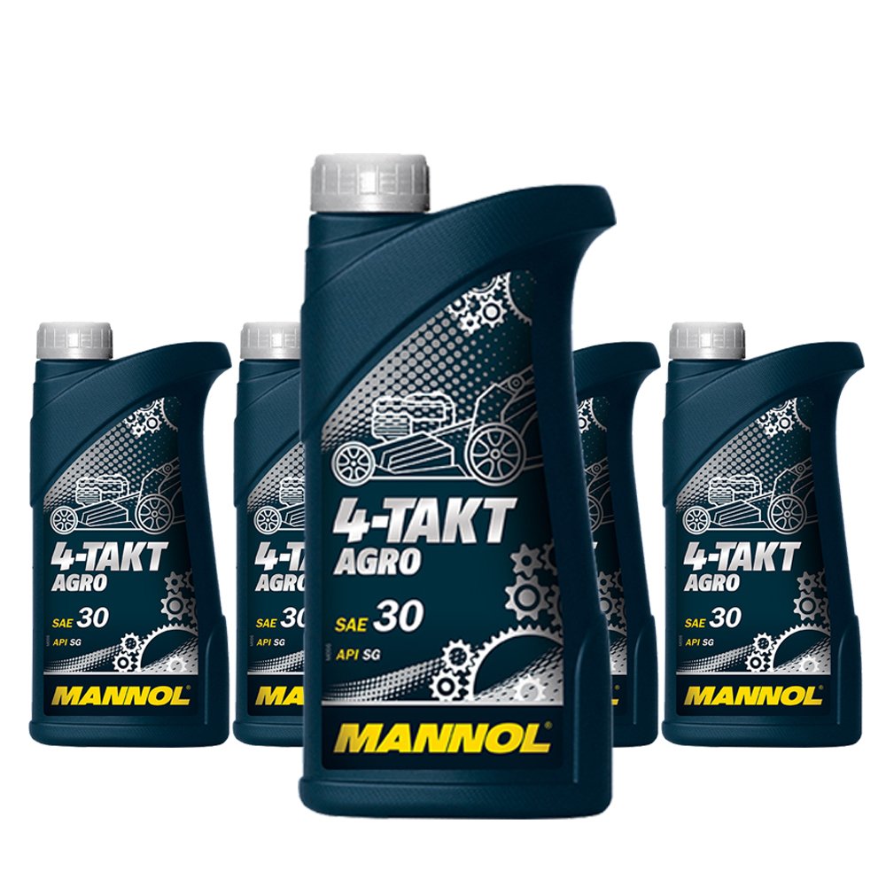 MANNOL 5 x 1L 4-Takt Agro SAE 30 API SG/Mineralöl für Traktoren Rasenmähern Generatoren Pumpen