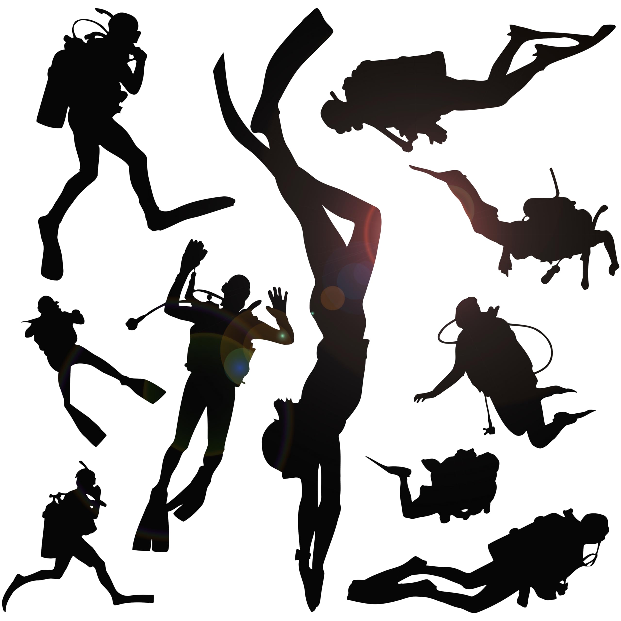 Vinyl Wall Decal Scuba Diving Set Sports Divers Underwater Stickers Mural Large Decor (g9305) Black (XL 45 in X 60 in)