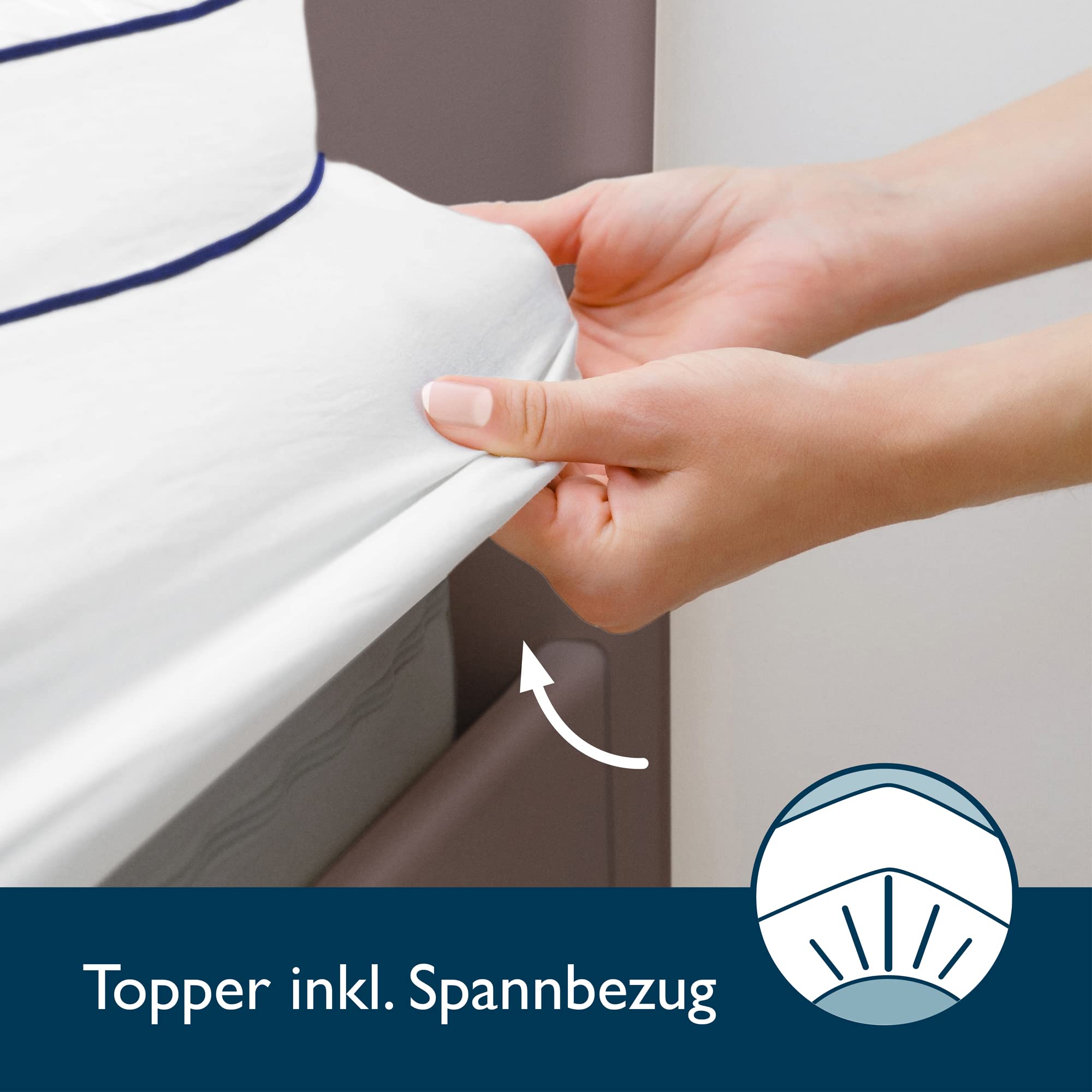 Beautissu Matratzentopper mit integriertem Spannbezug Boxspringbett Höhe | 140x200cm Matratzen Topper Matratzenauflage 3 dick rutschfest Matratzenschoner 140x200 MT Base