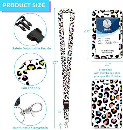 Miniatura 3 de Soporte para tarjetas de identificación con cordón, carrete retráctil con clip giratorio para cinturón y cordones desmontables, carretes protectores