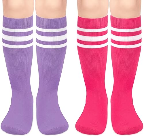 Calcetines de fútbol para niños, calcetines de fútbol para niñas, calcetines de fútbol para niños, calcetines de tubo con rayas para niños pequeños