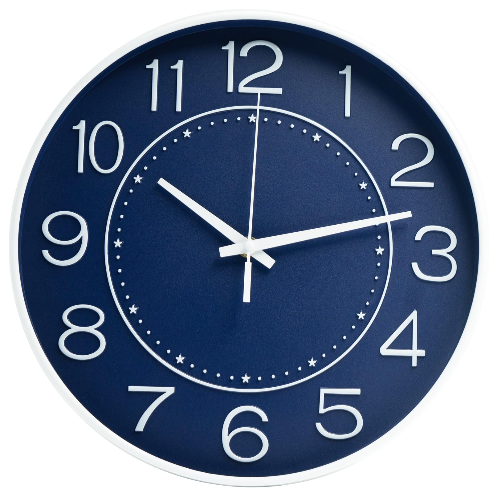 HZDHCLH Wall Clock Silent Non Ticking Clock Round Wall Decor,Wall Clocks for Living Room Kitchen Office (Navy Blue,12inch)