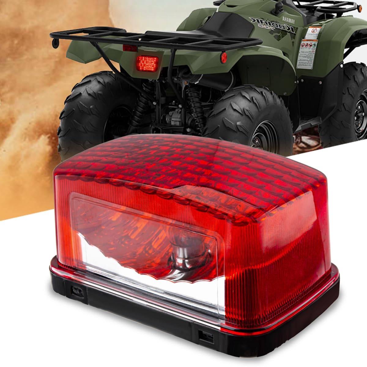 ATV Brake Tail Light Led Taillight Brake Stop Lights Compatible with Yamaha Grizzly Big Bear Bruin Kodiak Wolverine Rhino Viking 5KM-8472C-10-00 Aftermarket (Bulb w/Plate Light)
