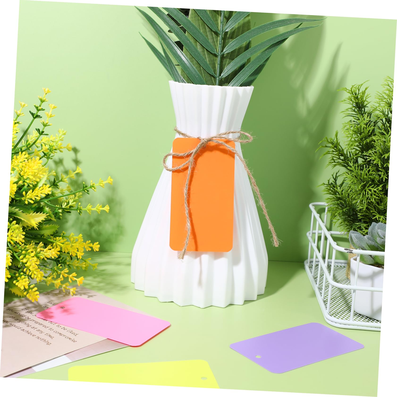 Uonlytech 4 Ensembles Étiquettes Suspendues Blanches Pvc Transparent Mat Décoration Pour Fête Étiquettes De Prix Marqueurs Cartes De Message Accessoires De Boutique 200 Pièces * 4