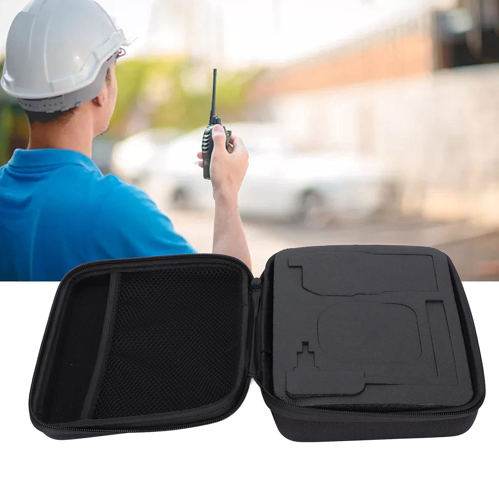 ASHATA Custodia da Trasporto per, Custodia Portatile per Walkie-Talkie Borsa da Viaggio per Radio Bidirezionale Custodia Protettiva con Tasca in Rete per UV‑82, UV‑8d, UV‑ e