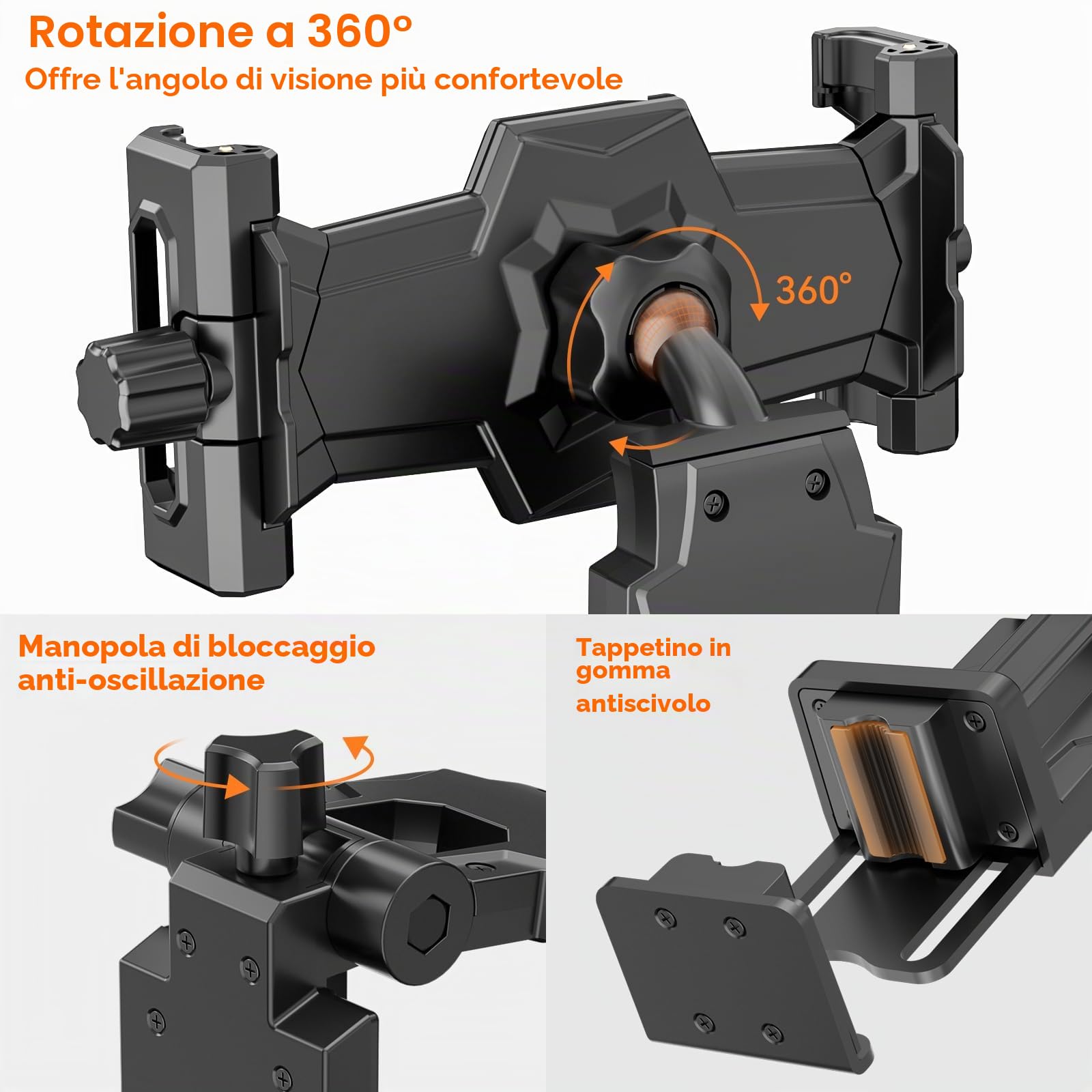 KDD Porta Tablet da Auto Regolabile a 360° Supporto per Sedile Posteriore Scrivania 4,7-12,9"
