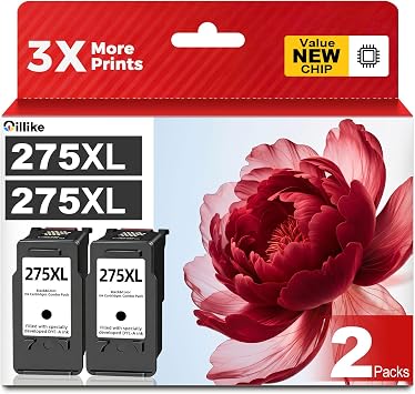 275XL Black Ink Cartridges Replacement for Canon 275 XL PG-275 2 Pack