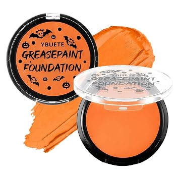 YBUETE Orange Cream Face Body Painting Foundation, Professional Full-coverage Oil Based Orange Face Paint Halloween SFX Cosplay for Pumpkin Clown Tiger Monster Adult Costume Party & Carnival
