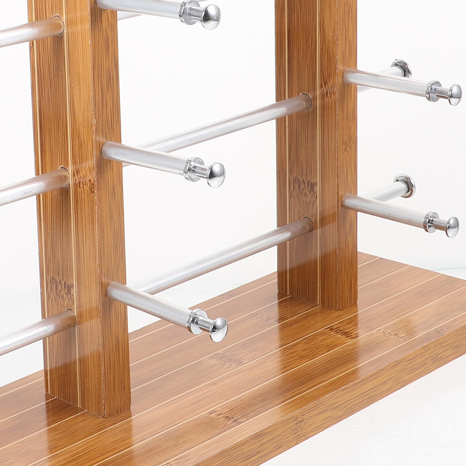 Cabilock Holz Brillenständer Doppelreihe Brillenhalterung Sonnenbrillen Display Regal Aufbewahrung für Laden und Zuhause Robust Langlebig Platzsparend