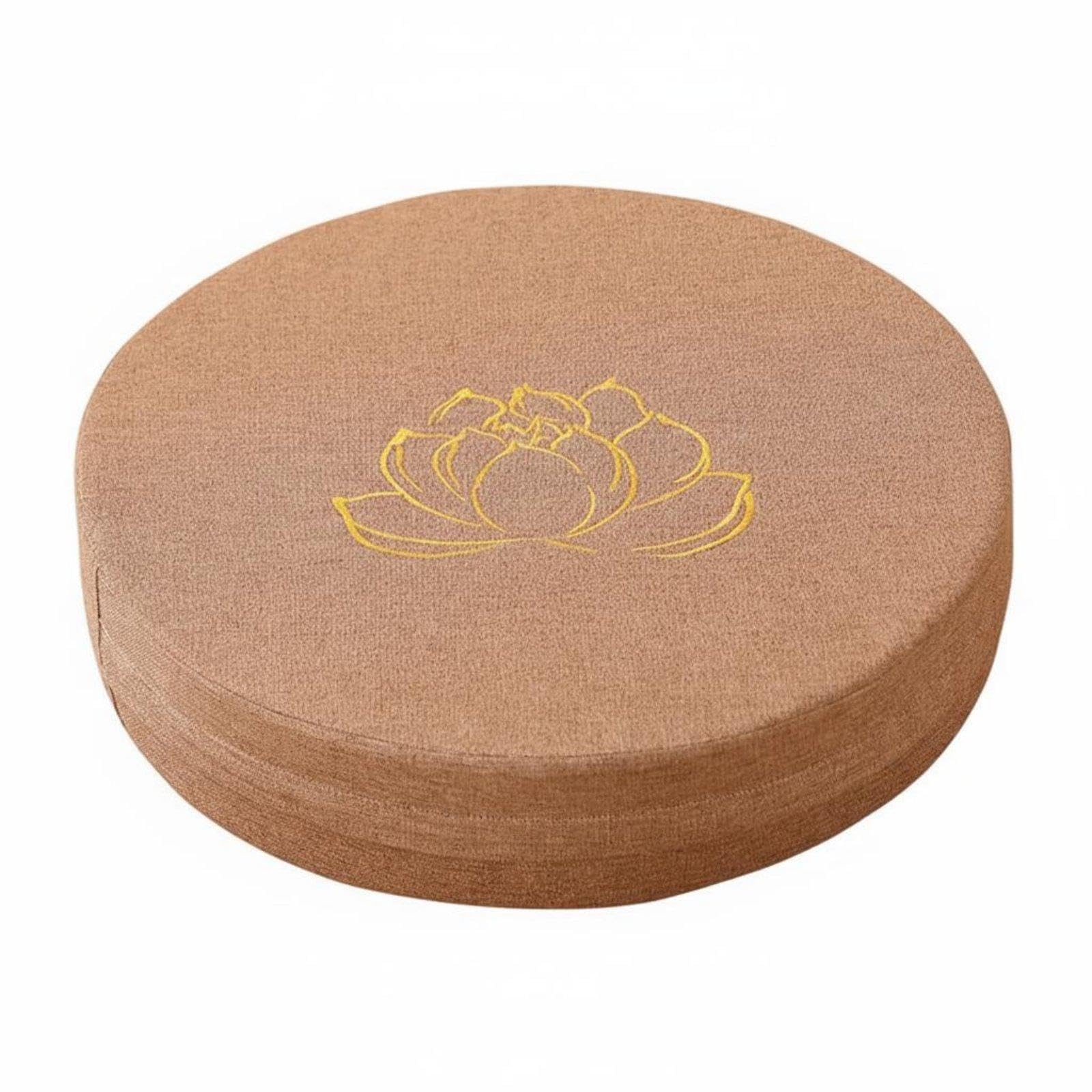 Japanese Tatami Cushion Removable Washable Cover Round Meditation Cushion Breathable Linen Textile Thick Floor Pouf for Exercise Practitioners Khaki 30x10cm-image-17