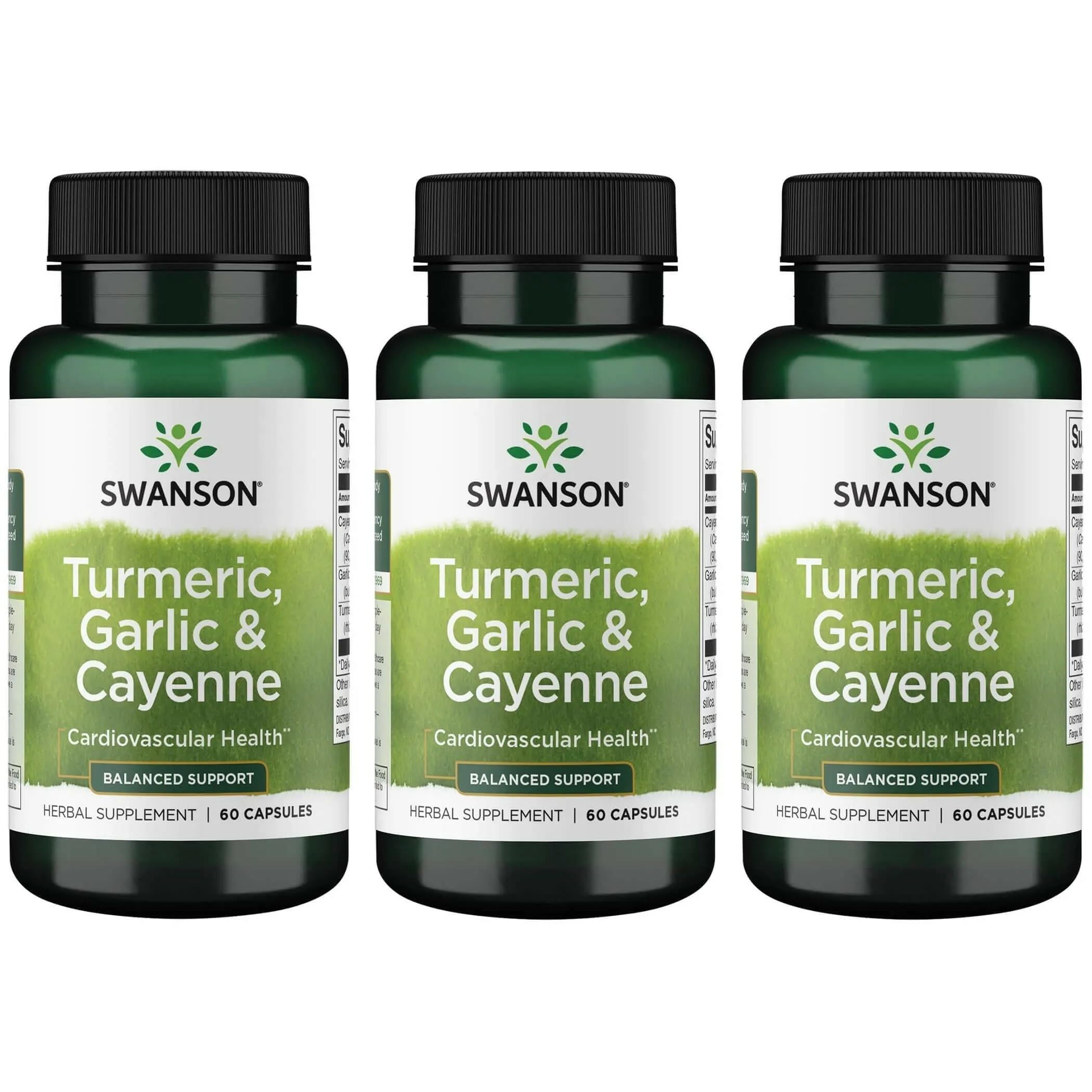 Swanson Full Spectrum Turmeric Garlic & Cayenne, 60 Capsules, 3 Pack 60 Count (Pack of 3)