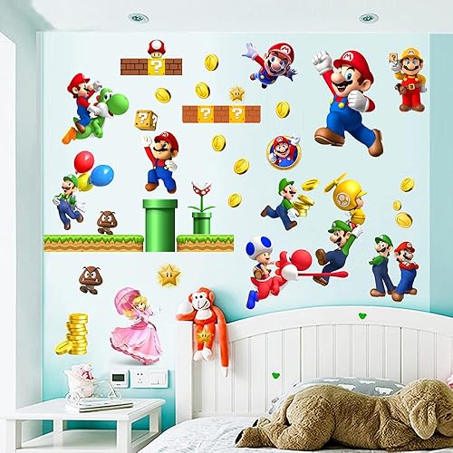 Miniatura 3 de Mario Wall Sticker Children's Cartoon Bedroom Background Wall Decoration Self-Adhesive Wall Sticker PVC