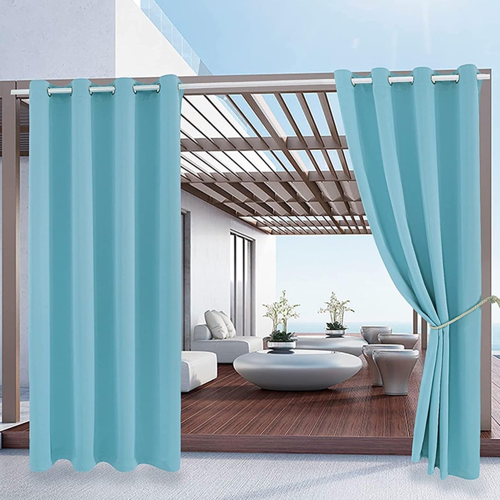 Rideau extérieur de patio bleu pour sublimer votre gazebo