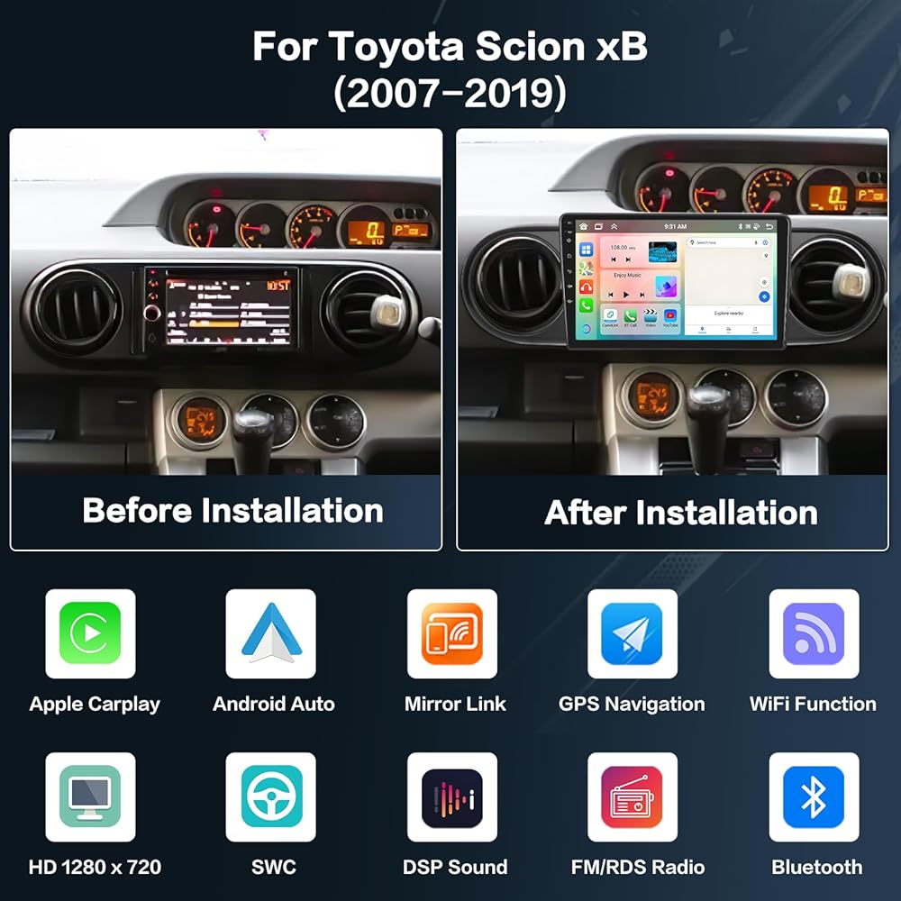 8-Core Android 15 Car Stereo for Toyota Scion xB 2