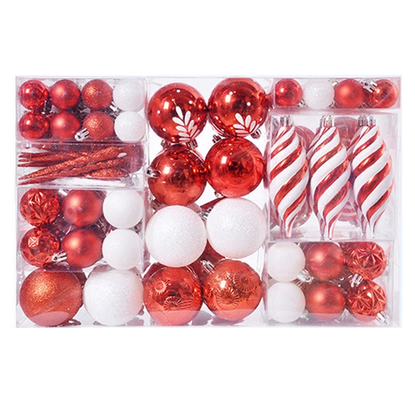 INEOUT 13 0pcs Adorno de Navidad Bola árbol de Navidad electroplacante Bola de plástico Adornado Pintado de árboles de árbol Bola de Estrella (Color : Redwhite)