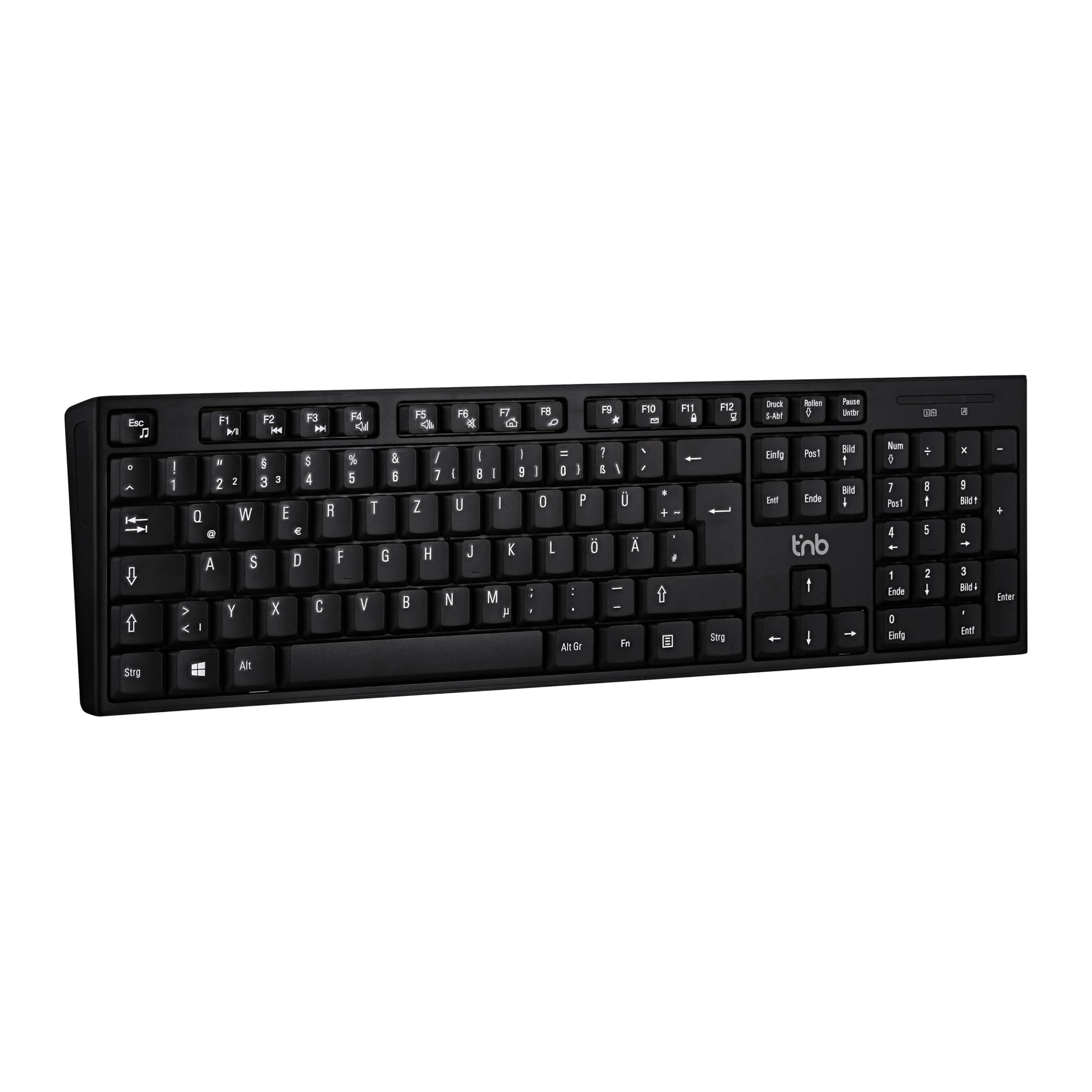 T'nB Classy Wireless Keyboard for Windows/Linux, 2.4 GHz Wireless, German QWERTZ Layout, Quiet Keys, Black