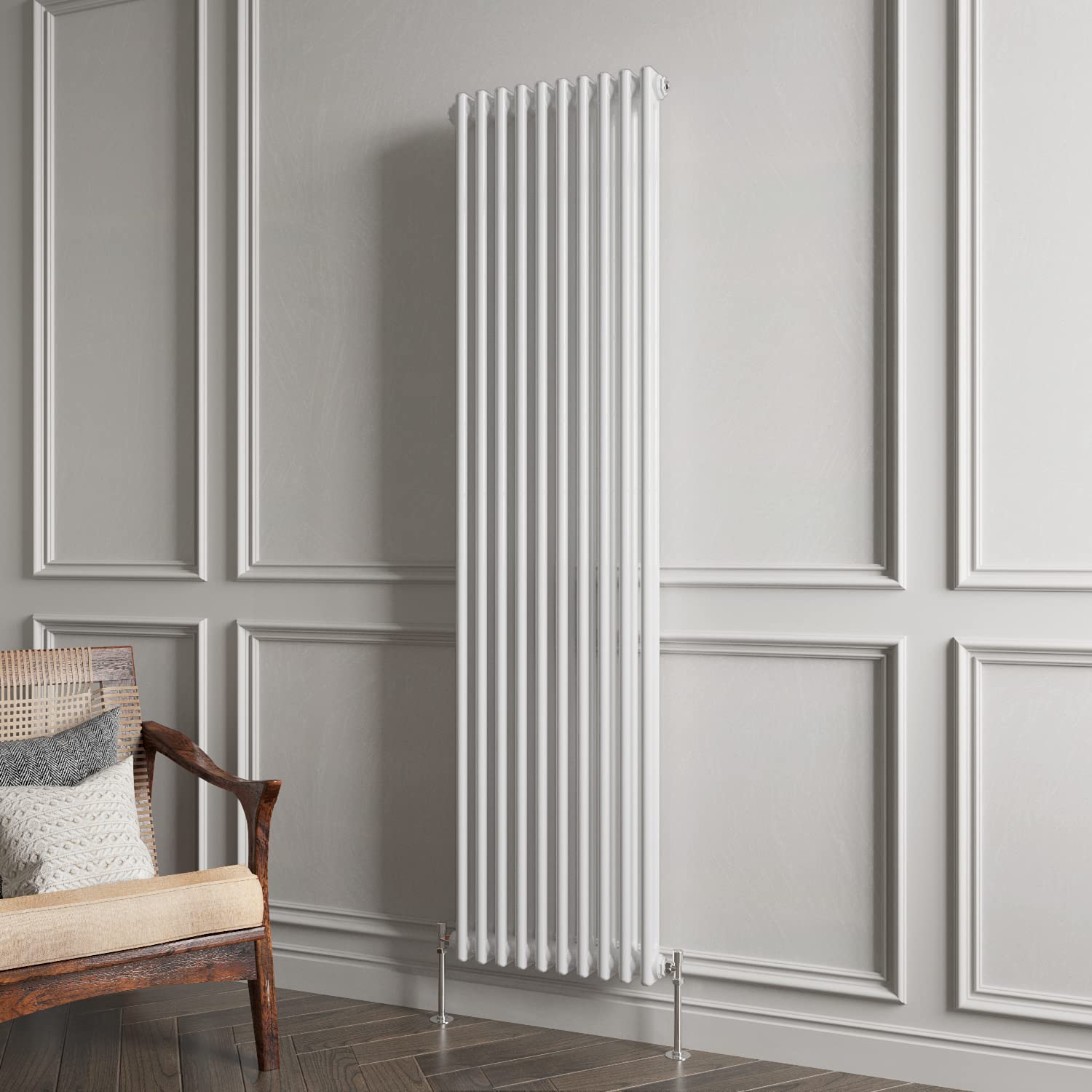 2 Column Radiator White Traditional Style 1800x470mm Vertical Vintage Radiator，Design for Bedroom, Dining Room, Living Room