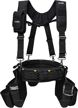 MELOTOUGH Tool Belt with Suspenders Tool Bag Supenders Framers Comb Apron Tool Belt Construction Tool Pouch Builder Heavy Duty Carpenter Suspension Rig for Electrician, Roofing,Contractor