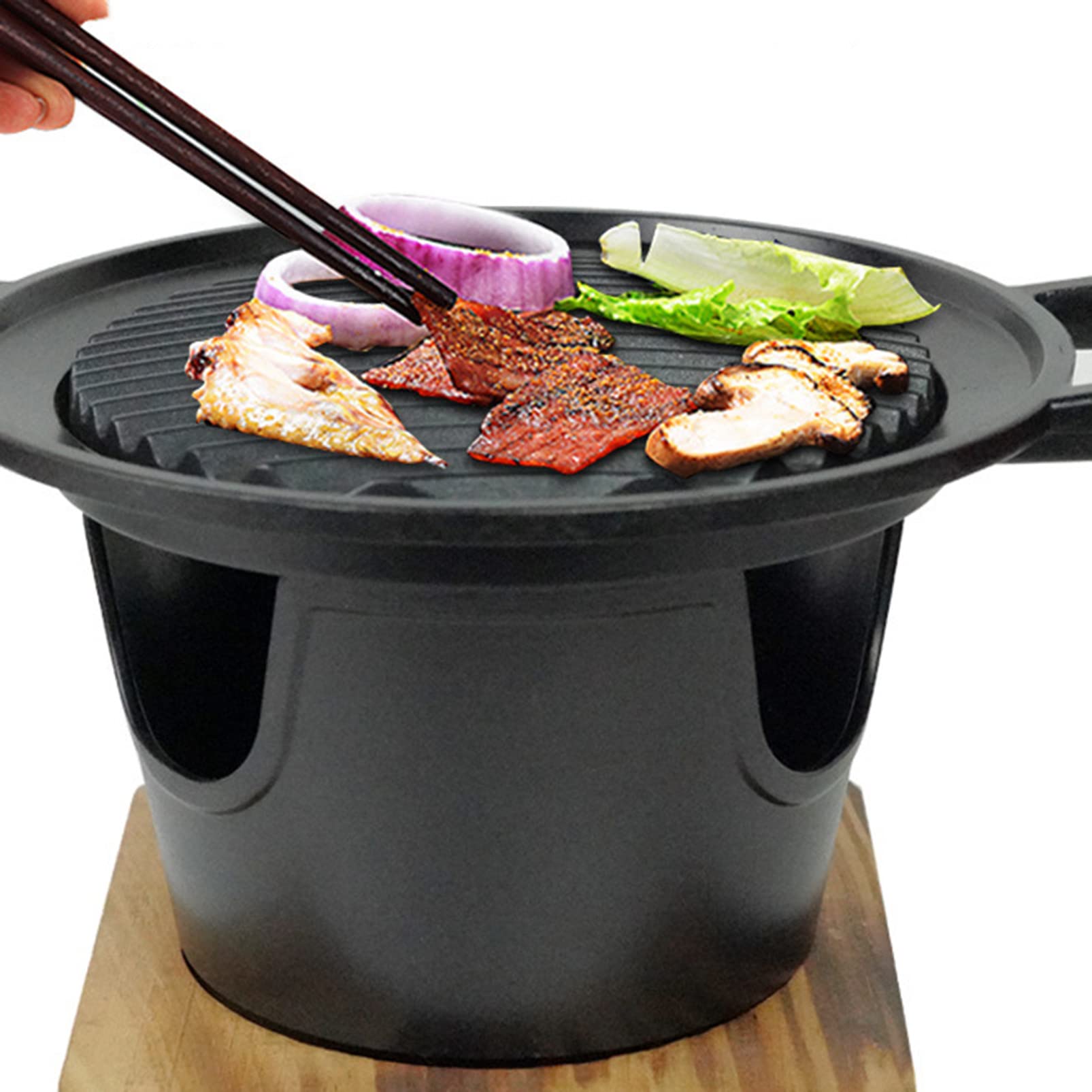 Home/Hotel Mini BBQ Grill Fornello ad Alcool da Tavolo, 18 cm Griglia per Piano Cottura Monoporzione Yakiniku Grill, Griglia Hibachi in Stile Giapponese Utensili per Barbecue in Lega di Alluminio, G