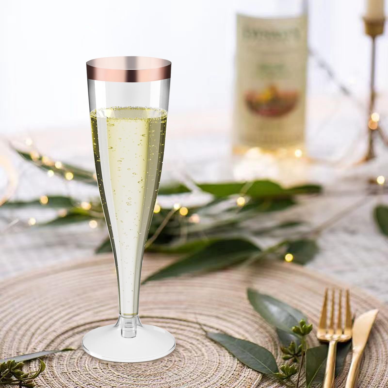 Lunyloer Champagnergläser, 20 Stück Sektgläser PET, 100ml Sektflöten PET