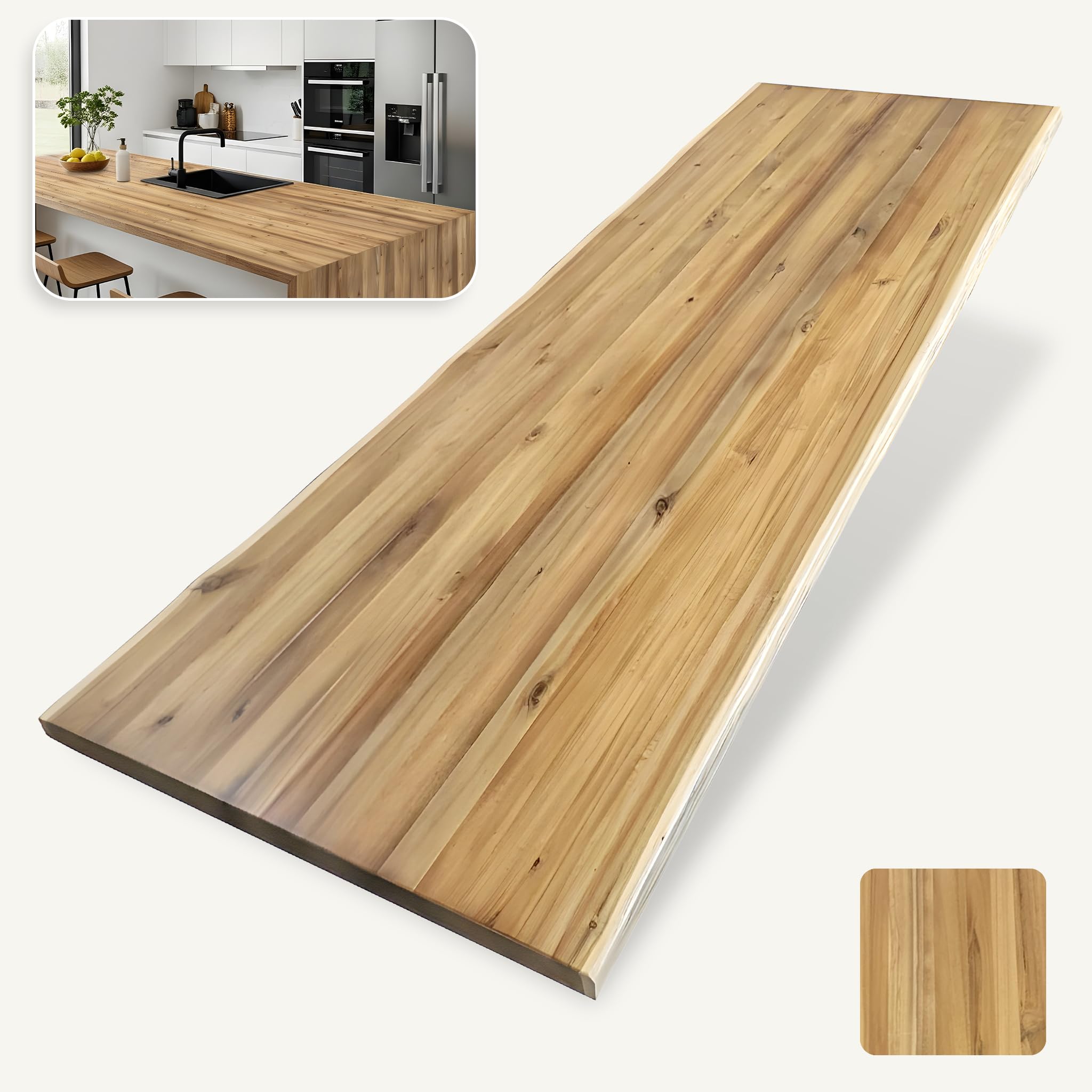 Amazon.com: 74 in x 39 in x 1.5 in Live Edge Walnut Stained Acacia