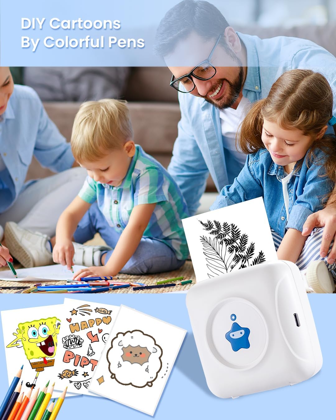 vretti Sticker Printer - TP2-Y Mini Portable Thermal Printer Inkless Sticker Maker Machine Bluetooth Label Maker Pocket Instant Print for Study Graphics, Anatomical Diagrams, Photos, Students - Image 4