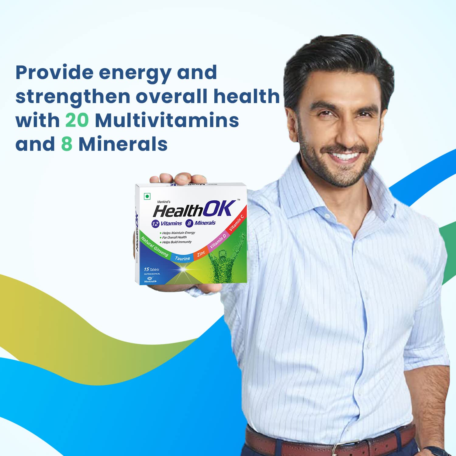 Health Ok Multi Vitamin and Mineral Health Supplement (for Energy and Overall Health with added Immunity) Tablets (Pack of 5)