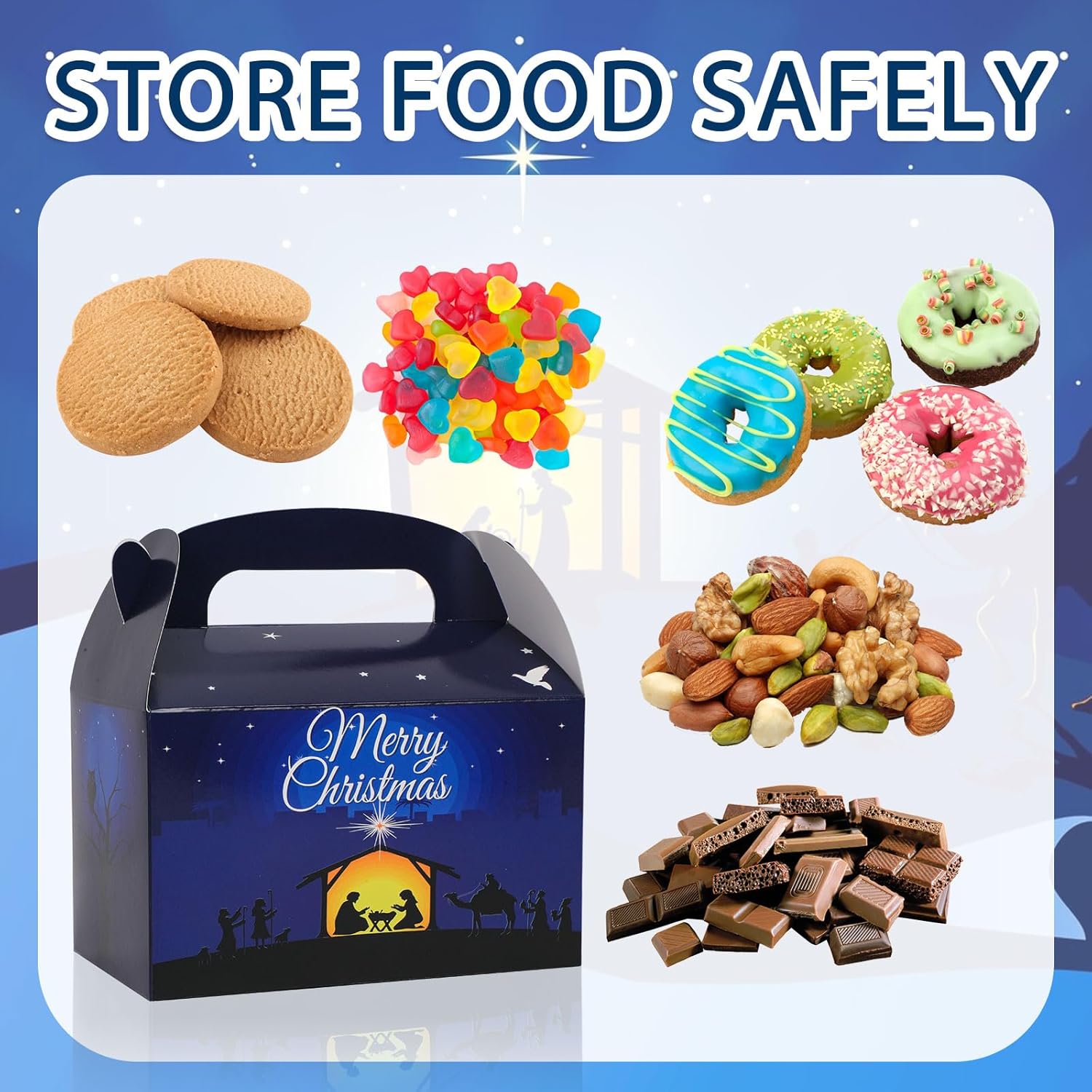 HOWAF 12pcs Nativity Christmas Candy Boxes With Handle - Holy Gift Boxes for Merry Christmas Treat and Party Decoration - Jesus Holiday Paper Boxes - Image 4