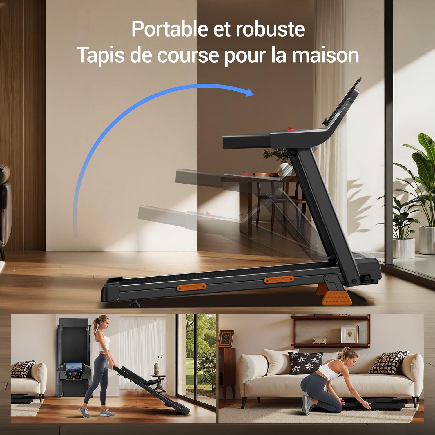 UMAY Składana Bieżnia do Domu z Nachyleniem 15%,1-12KM/H | Bieżnia do chodzenia z silnikiem 3.0 HP i wyświetlaczem LED,Treadmill Home z uchwytami,Bieżnia Kompaktowa,Maks.136 kg