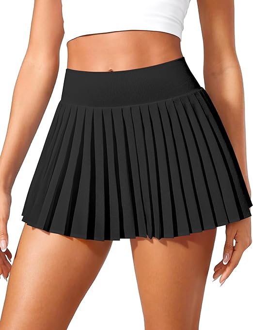 OQQ High Waist A-Line Pleated Mini Skirts Athletic Skorts Short Active Skirt for Golf Running Workout