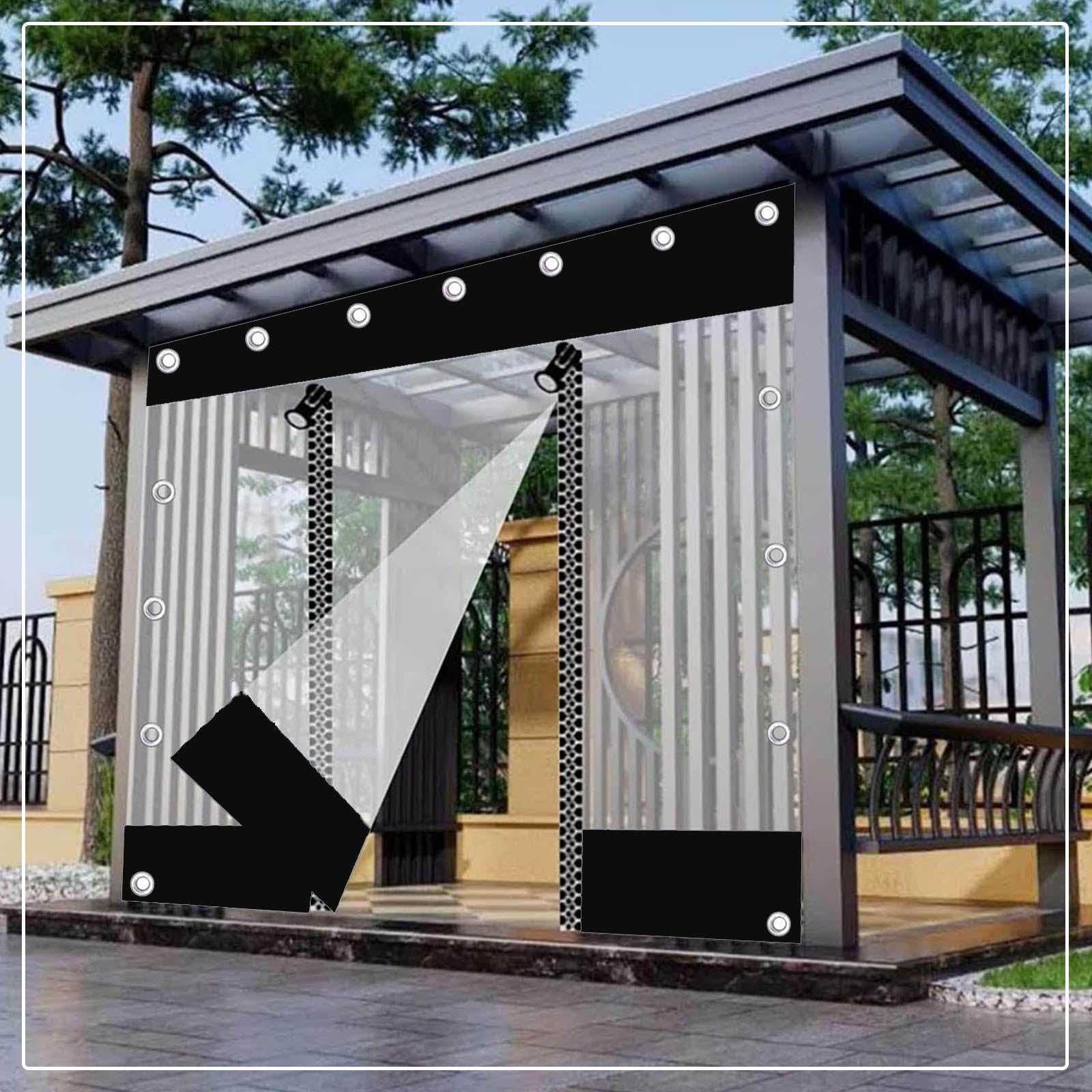 Pxzybd W×H Transparent Waterproof Tarpaulin Side Panels For Gazebo,Outdoor Clear Tarp Curtains With Zip Doors,Pvc Partition Sliding Curtains Rain Curtains,For Garden Pergola Carport,-3×2.2M(9.8*7.2Ft)