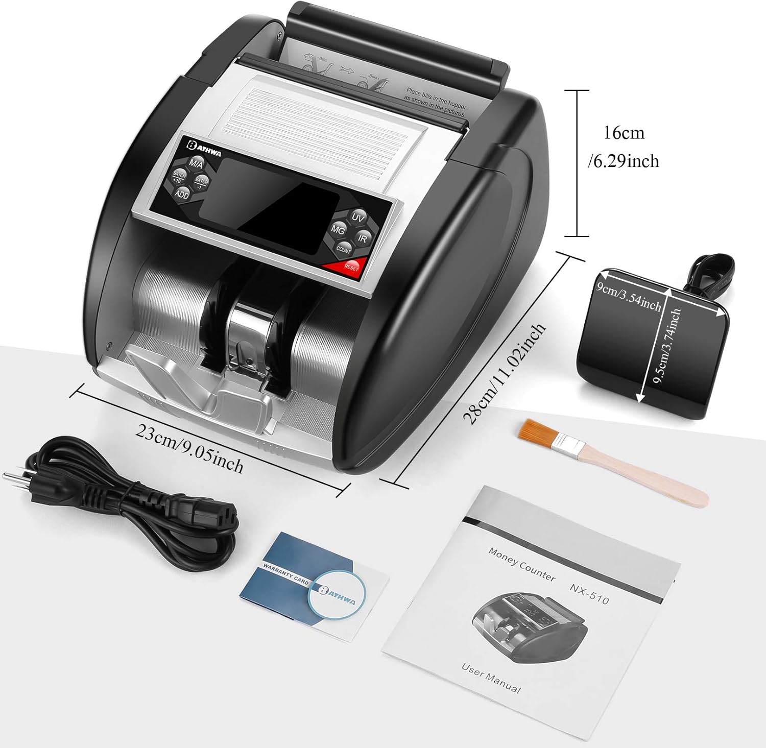 NX-510 Business Grade Money Counter Machine with Counterfeit Bill Detector(UV/MG/IR), Portable Bill Counting Machine with LED External Display, Hidden Handle, 6 Modes, Fast Count : Office Products