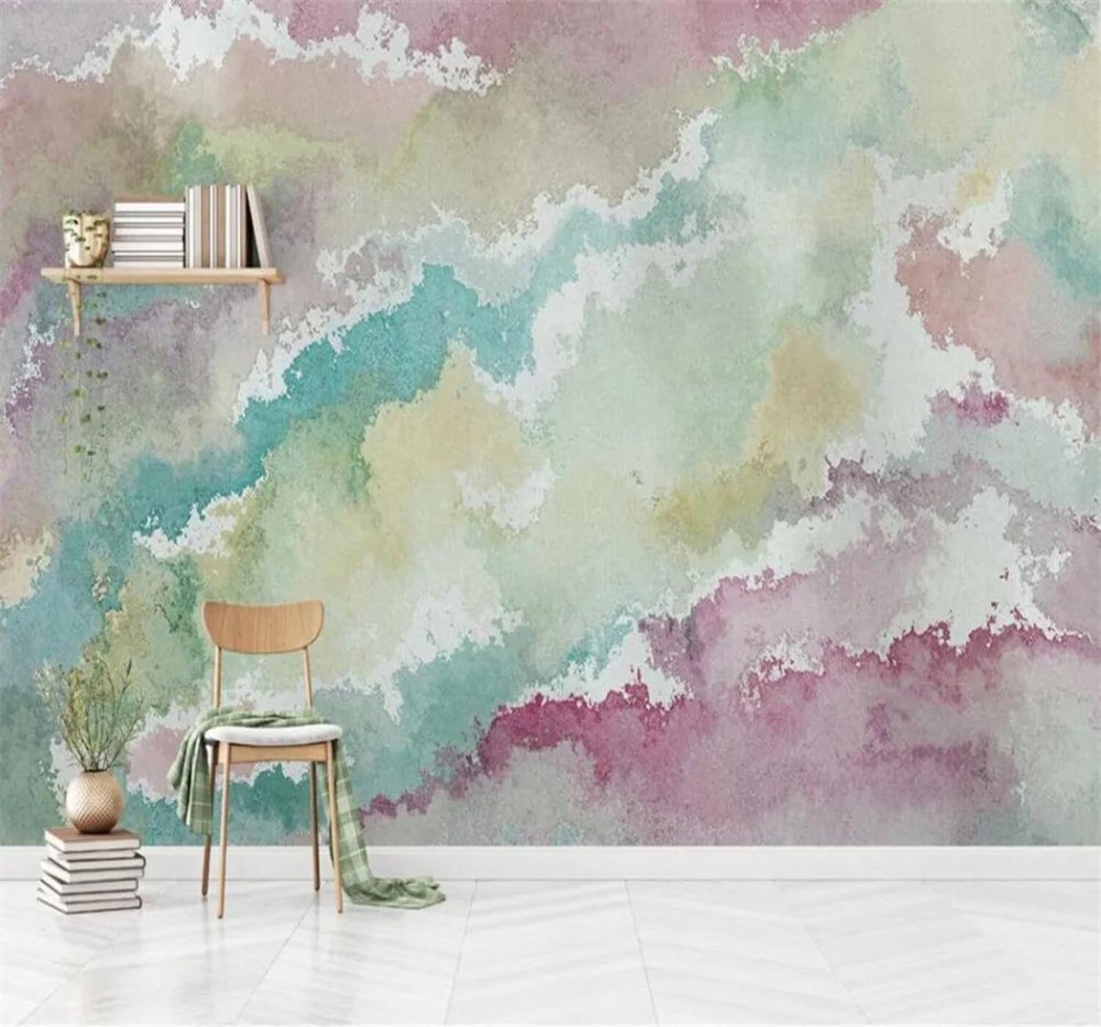 Tzxztt 150Cm×105Cm(B×H) Abstract Beautiful Watercolour Ripples Art Modern 3D Wallpaper Premium Textured Silk Neutral Tones Material Ideal For Living Room Bedroom-150Cm×105Cm