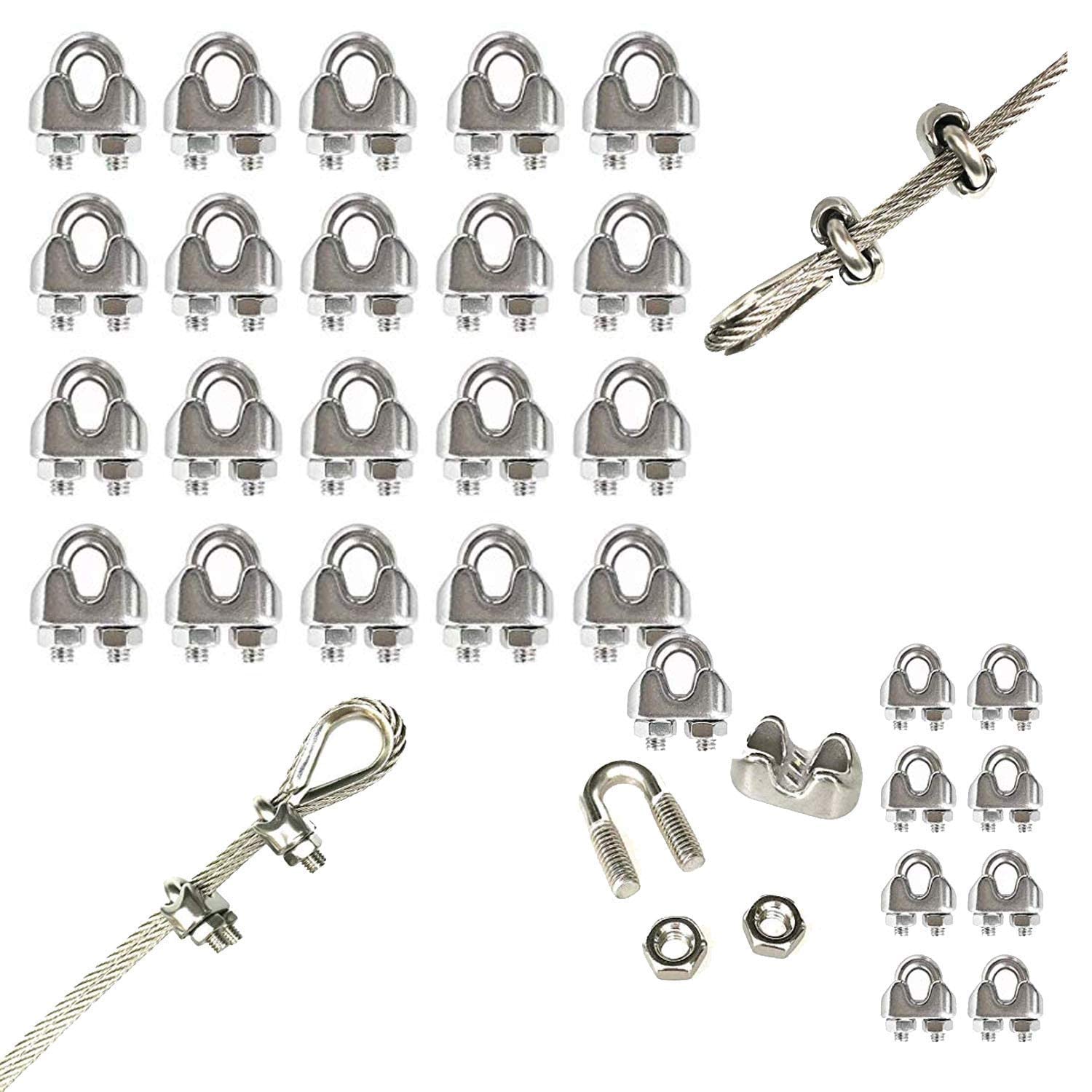 DIY Crafts 10x Pcs, Cable Clip Clamp, Wire Rope Cable Clip Clamp 10-50 As Choice Heavy Dut (10x Pcs, Cable Clip Clamp)-image-20