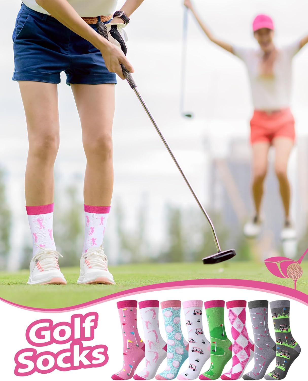 Patelai 8 Pairs Women Golf Socks Golf Theme Crew Socks Novelty Casual Sport Accessories for Women Golfers - Image 6