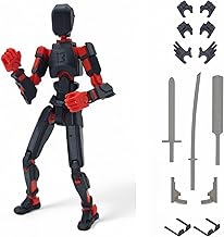 Dummy13 Dark Edition Fully Articulated Action Figure | 3D Printed Robot Assembly Kit | 5.4 Inch Poseable Toy | DIY Collectible Model | Made in India (Black Red)