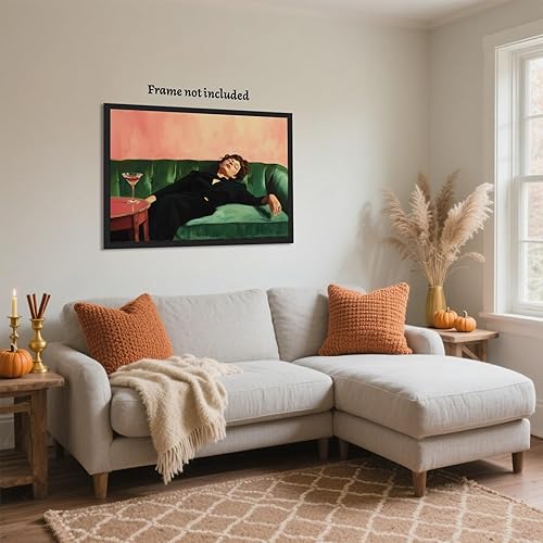 Miniatura 4 de Ripiyome Póster vintage de mujer en el sofá con Martini, lienzo victoriano y funky para pared, pintura al óleo estética de moda, impresión ecléctica