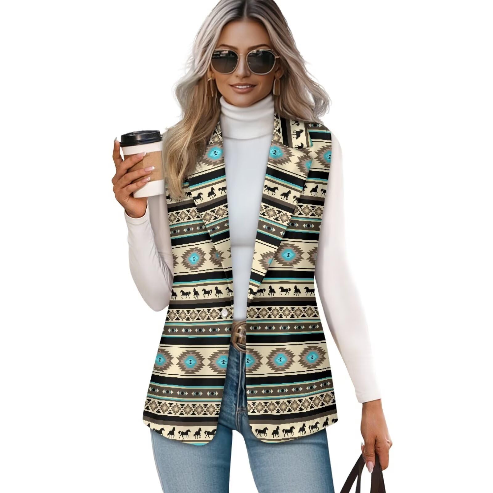 Aztec Vest Women Western Vest For Women Women Suit Vest Sleeveless Blazers S-5XL