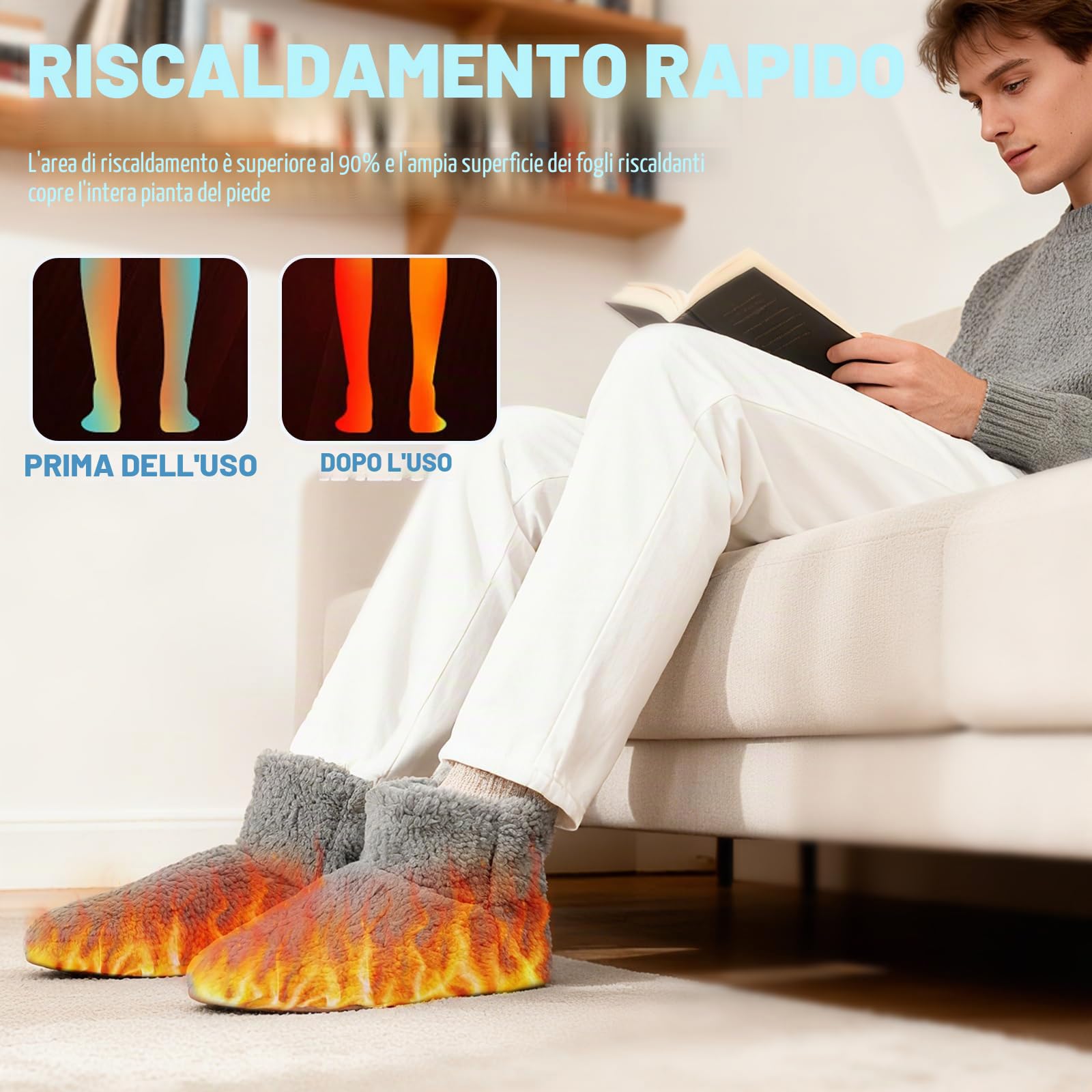 Mineup Pantofole Riscaldate Elettricamente, Scaldapiedi Elettrico Riscaldato, Scaldapiedi Riscaldate USB, Riscaldat Piedi Scalda Per Uomini Donne Uso Interno, Pad Riscaldante Per Donne Uomini (39-43)