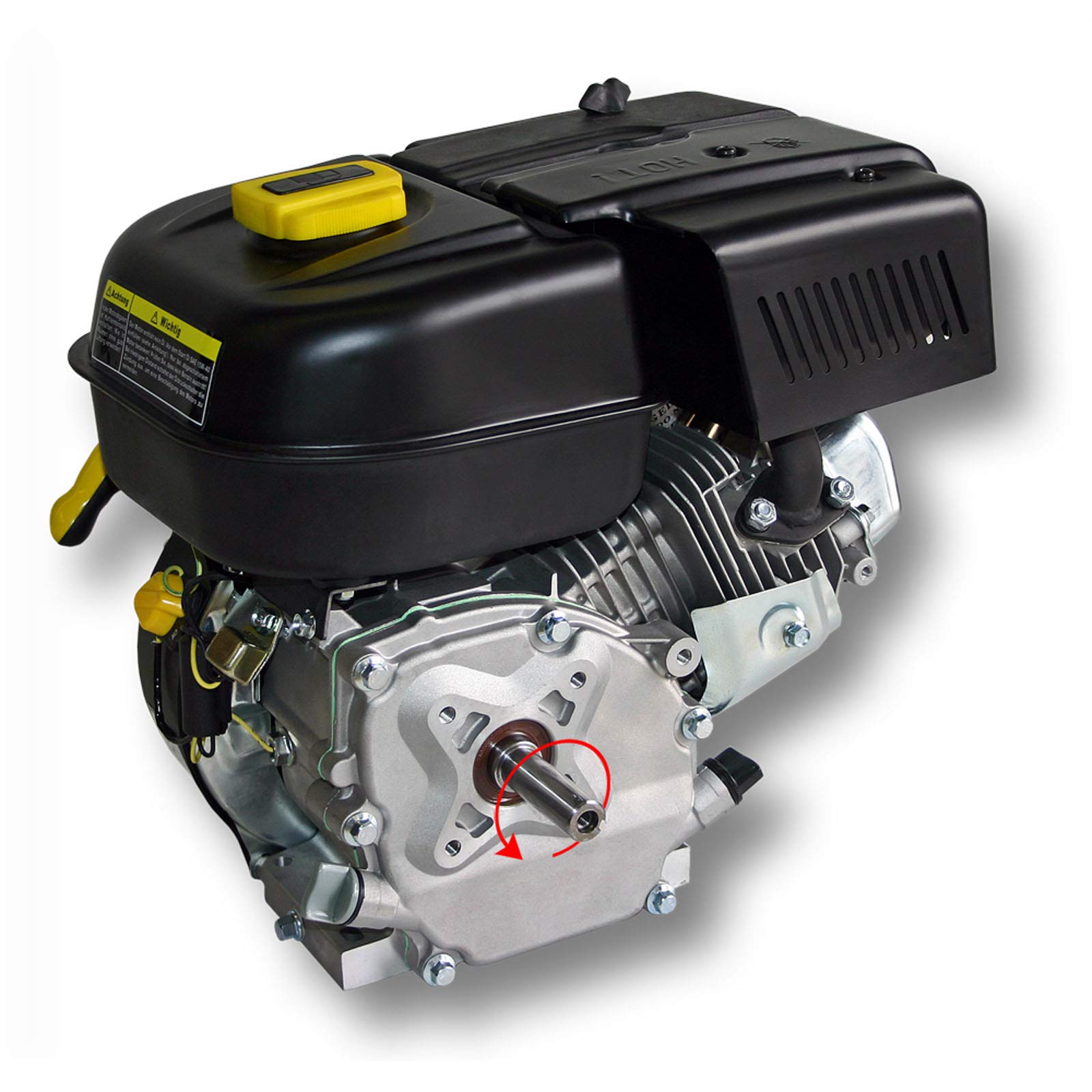 Wiltec LIFAN 168 F-2B Moteur essence – 380 x 360 x 260 mm – 4,8 kW (6,5 CV) – 196 ccm – 4 temps, Ø arbre 20 mm – capacité 3,6 L – OHV – Refroidi par air – Monocylindre Lanceur manuel – Kart Jardin