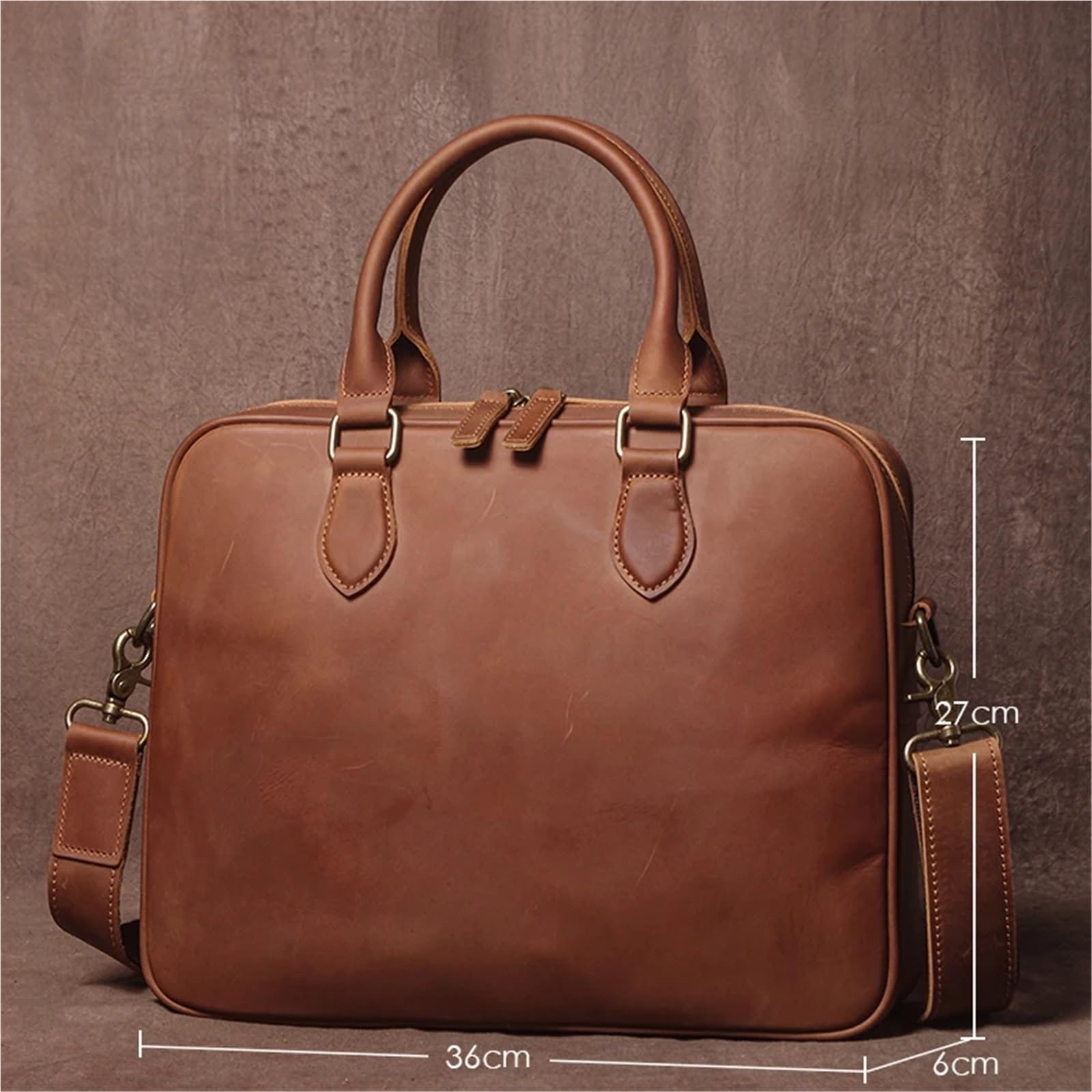 Bolso Mensajero De Cuero Maletín de piel vaca for hombre, bolso mano cuero genuino lujo, hombro ligero y sencillo, bandolera for portátil En Viaje De Negocios