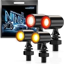 NINEO Motorcycle LED Turn Signal Combo,Mini Bullet,Light Red+Red,Amber,4PCS | Front Light Red+Red LED Blinkers Running Light|Amber Motorcycle Tail Light|Fit 6mm Mounting Hole|For Most 12V Motorcycles
