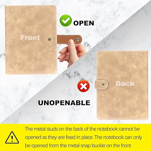 Miniatura 5 de FYY - Cuaderno de 6 anillos de piel sintética con bolsillos, divisores y papel de recarga, agenda de tamaño A5, color caqui