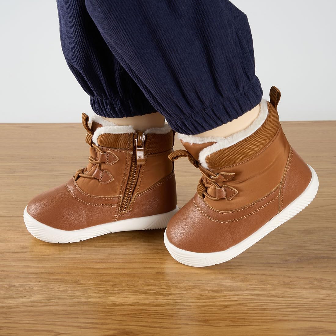 Newsonet Baby Winter Snow Boots Boys Girls Non-Slip Faux Fur Shoes Cold Weather Outdoor Brown Size 6-12 Months Infant