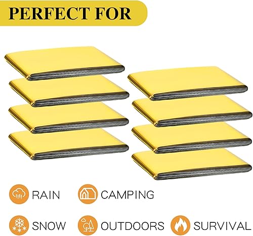 Miniatura 4 de Macarrie Paquete de 100 mantas térmicas de papel de emergencia de papel de aluminio plateado, manta espacial de supervivencia para exteriores,