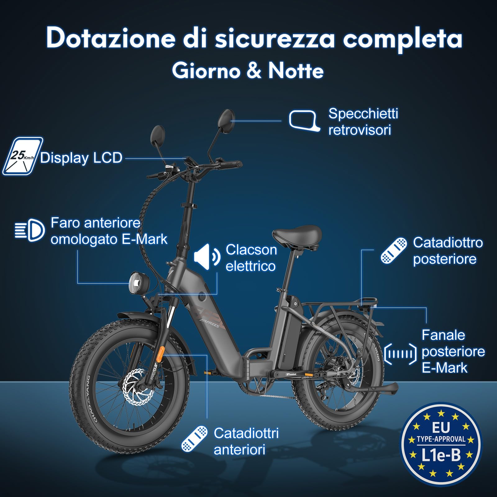 Fafrees Bici Elettrica Pieghevole Due Batterie 48V/12Ah×2 Bicicletta Elettrica, 20"×4.0 Fat Tire, Autonomia di 160km, Fat Bike Ebike per Adulti Uomo Donna, con Schermo LCD, Specchietti