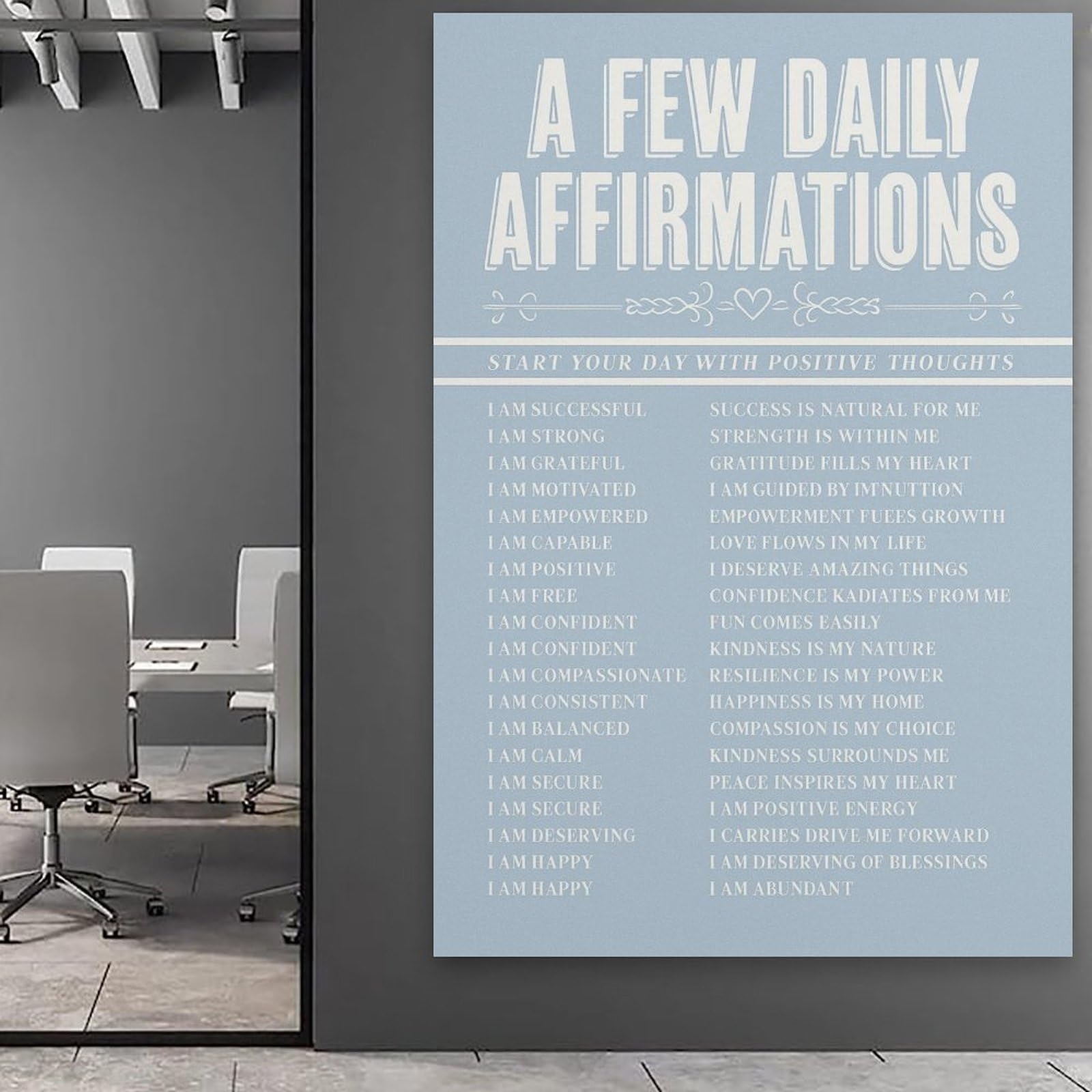 Póster de afirmaciones motivacionales diarias, lienzo impreso, moderno, moderno, arte de pared, impresión artística para decoración del hogar, sala de estar, dormitorio, pared, pintura en lienzo