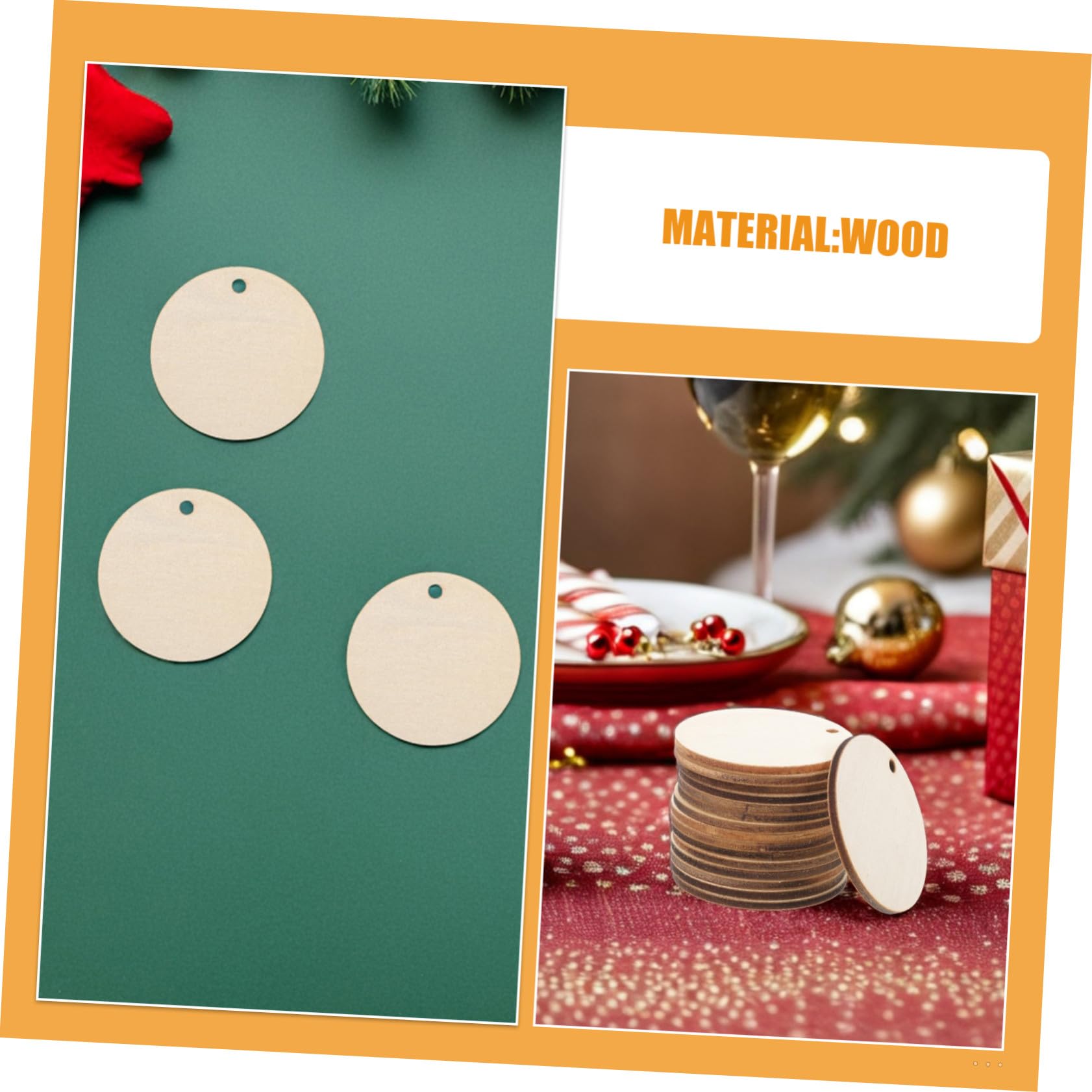 Rodajas de Madera Decorativas 150 Piezas Redondas Estilo Rústico