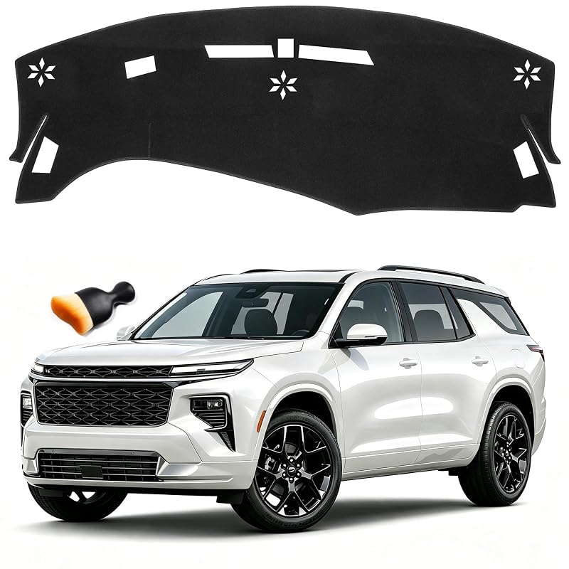 Capa para painel MOCHENT compatível com Chevrolet Traverse 2024+ preta com escova